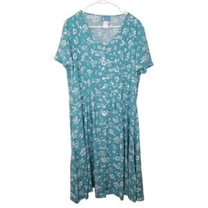 Koret Blue White Floral Hawaiian Button Up Knee Length Summer Dress Size 12